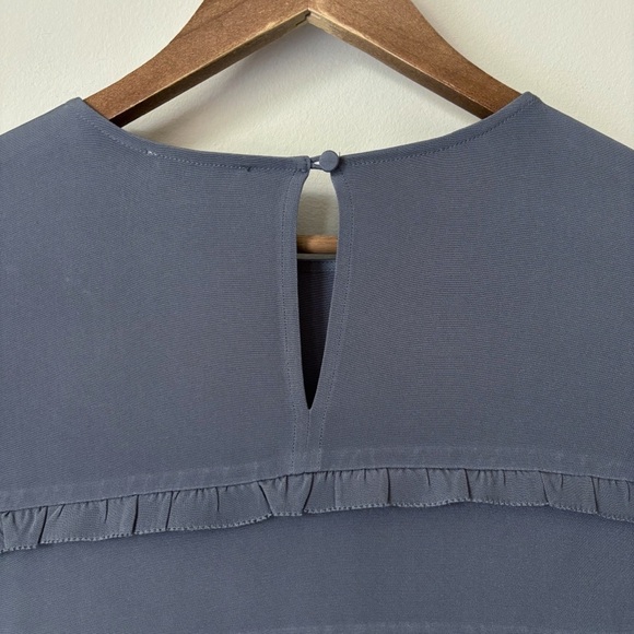 Ann Mashburn Ruffle Silk Blouse XL Grey Long Sleeve - Picture 5 of 8